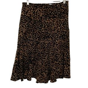 Nomadic Traders Black & Tan Rayon Midi Skirt- size M